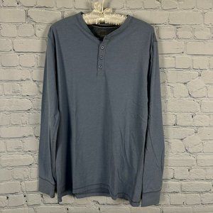 Original Weatherproof Vintage Mens Long Sleeve Henley, Size Medium, Blue Heather